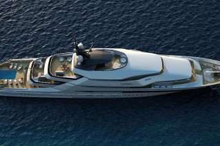 Super Luxury Yacht Oceanco Y708 from above 